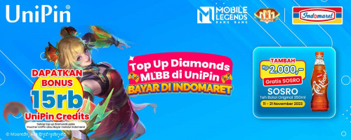 Top Up Diamonds MLBB dan Bayar di Indomaret, Bonus 15rb + Tebus Murah Sosro Teh Botol hanya Rp2,000